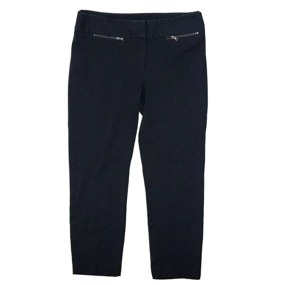 Ann Taylor Loft Pants Womens Size‎ 6 Solid All Black Julie Cropped Zipper Pocket
